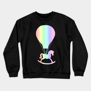 Pastel Rocking Horse Hot Air Balloon Crewneck Sweatshirt